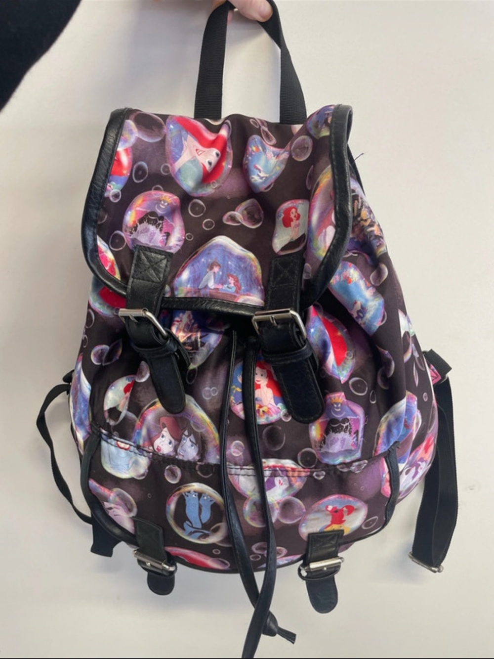 Disney Purple Ariel Bubble-Print Drawstring Backpack
